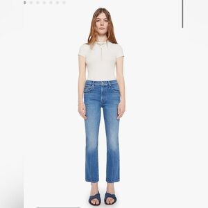 MOTHER Light Wash Ankle Fray Hem Jeans | High Rise Raw Hem Denim | Size 30